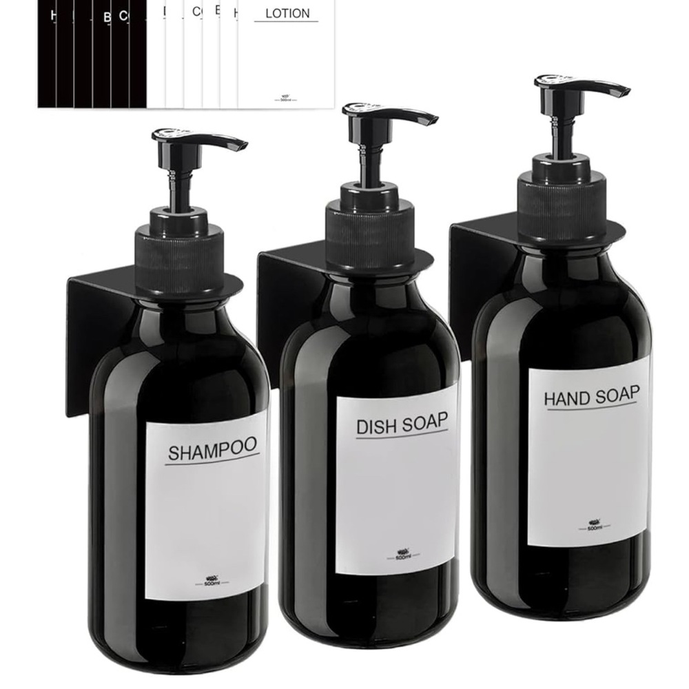 Wall Mounted Soap Dispenser, No Drilling, Set of 3,